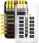 12 Way 12 Volt Fuse Block Box, Waterproof Boat Fuse Panel with LED Warning Indicator 12 Circuits ...