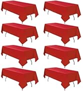 8 Pack Red Tablecloth 60 x 102 Inch Rectangular Valentine’s Day Table Cloth for 6 Foot Rectangle ...