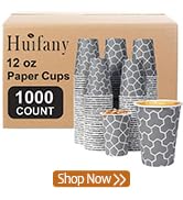 Huifany Coffee Cups 12 oz Paper Cups [1000 Count], Disposable Coffee Cups, 12 oz Hot/Cold Cups, T...