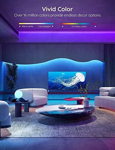 Govee Smart LED Strip Lights for Bedroom, 32.8ft WiFi LED Strip Lighting Work with Alexa Google Assistant, 16 Million Colors with App Control and Music Sync LED Lights for Christmas, 2 Rolls of 16.4ft