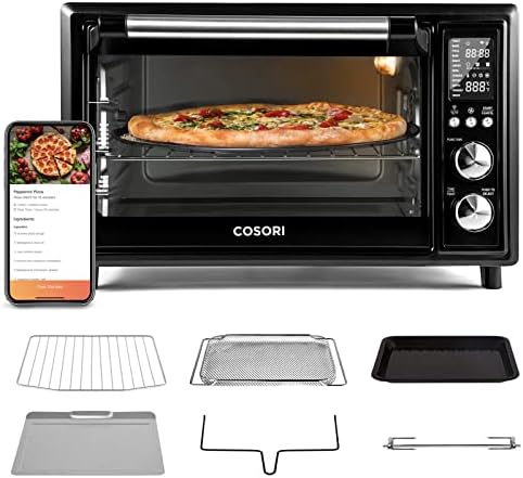 COSORI Toaster Oven Air Fryer Combo, 12-in-1, Smart 32QT Convection Oven Countertop, Christmas Gifts, 100 Recipes&6 Accessories, 9 Slice Toast, 13"Pizza, with Rotisserie, CS130-AO, Black