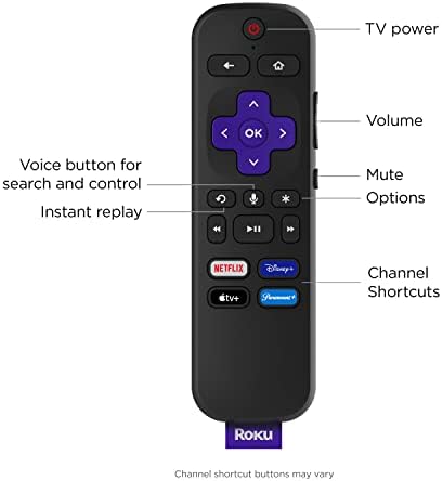 Roku Voice Remote (Official) for Roku Players, Roku TVs and Roku Audio, black