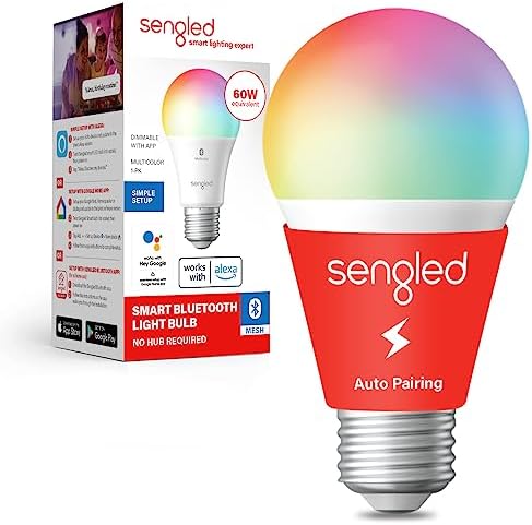 Sengled Smart Light Bulbs, Color Changing Alexa/Bluetooth Mesh, Dimmable LED Bulb A19 E26 Multicolor, High CRI, High Brightness, 8.7W 800LM, 1Pack
