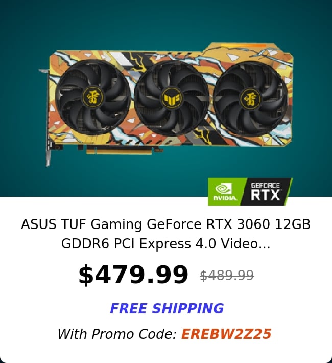 ASUS TUF Gaming GeForce RTX 3060 12GB GDDR6 PCI Express 4.0 Video...