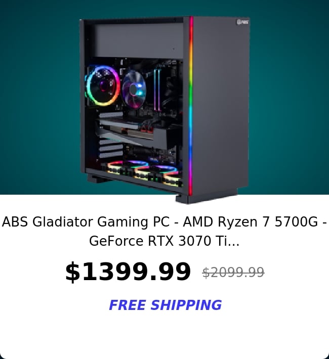 ABS Gladiator Gaming PC - AMD Ryzen 7 5700G - GeForce RTX 3070 Ti...