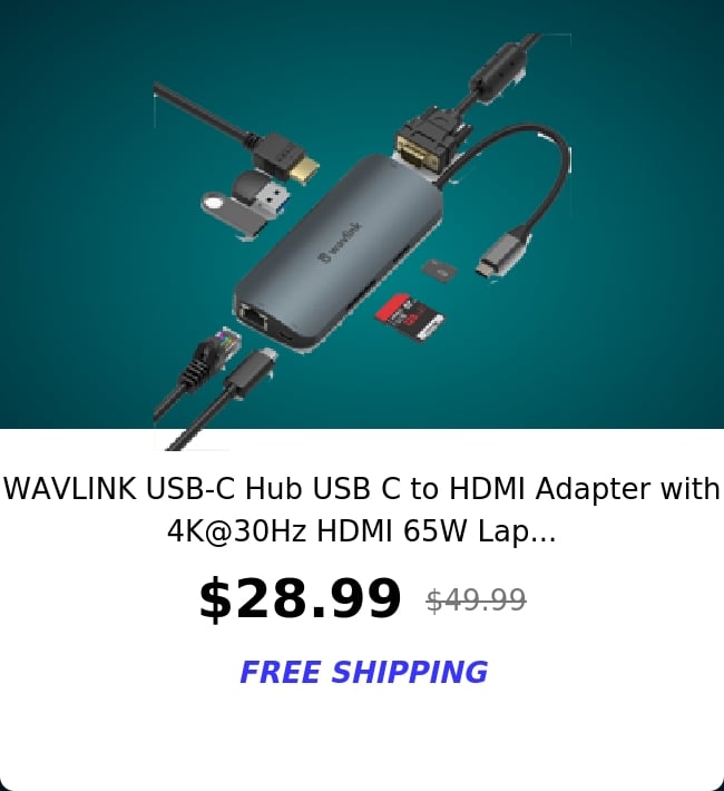 WAVLINK USB-C Hub USB C to HDMI Adapter with 4K@30Hz HDMI 65W Lap...