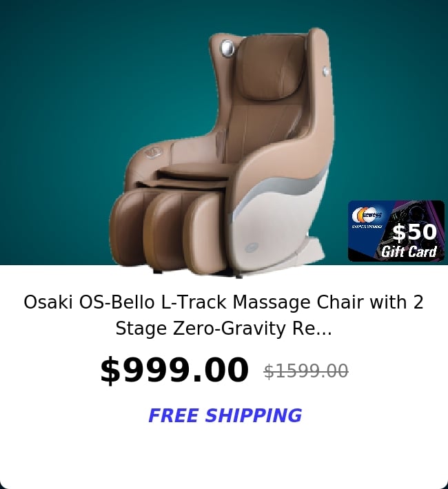 Osaki OS-Bello L-Track Massage Chair with 2 Stage Zero-Gravity Re...