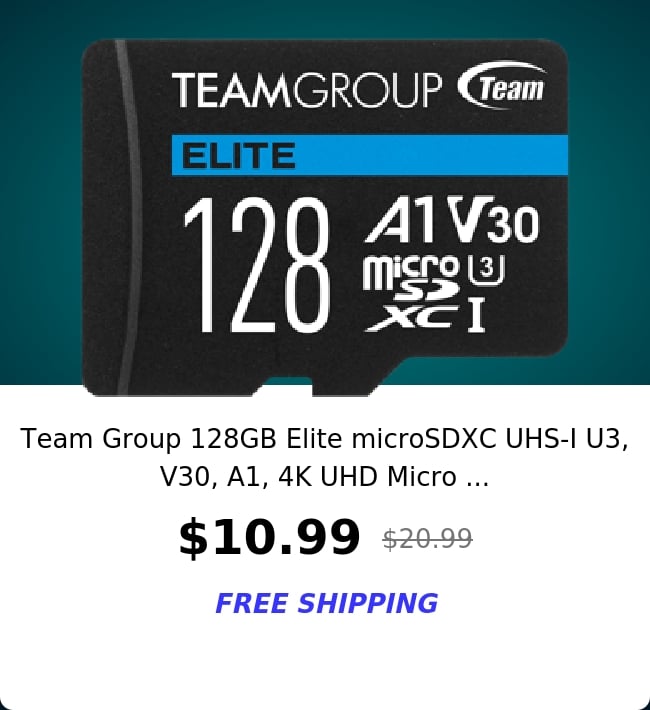 Team Group 128GB Elite microSDXC UHS-I U3, V30, A1, 4K UHD Micro ...