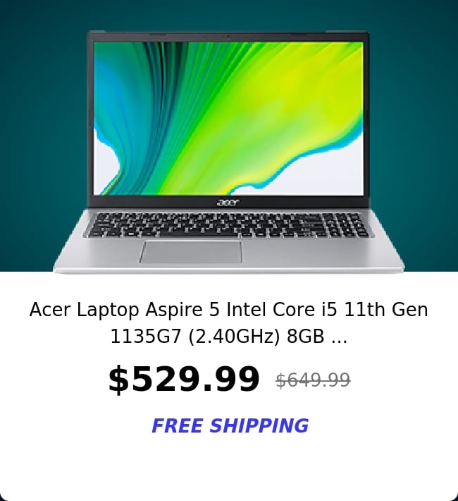 Acer Laptop Aspire 5 Intel Core i5 11th Gen 1135G7 (2.40GHz) 8GB ...