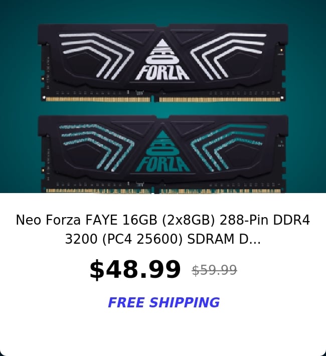 Neo Forza FAYE 16GB (2x8GB) 288-Pin DDR4 3200 (PC4 25600) SDRAM D...