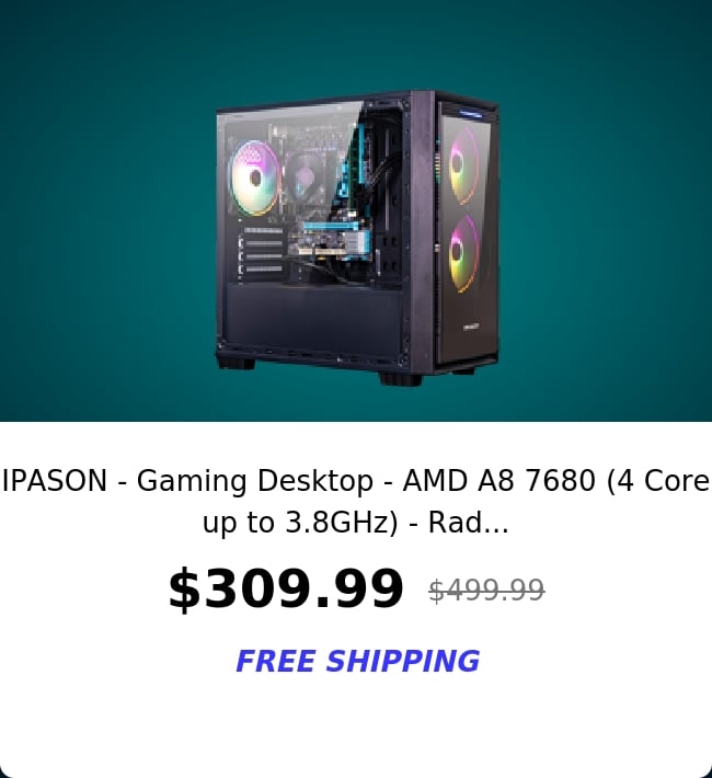 IPASON - Gaming Desktop - AMD A8 7680 (4 Core up to 3.8GHz) - Rad...