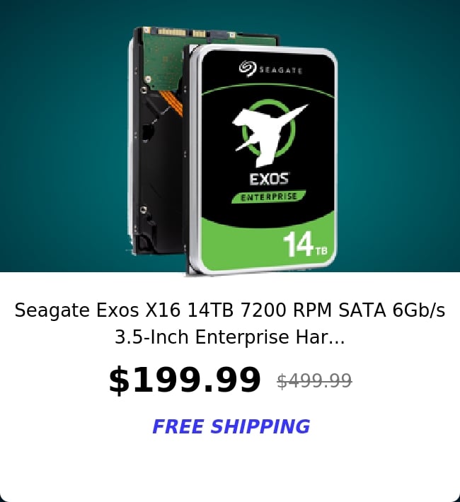 Seagate Exos X16 14TB 7200 RPM SATA 6Gb/s 3.5-Inch Enterprise Har...