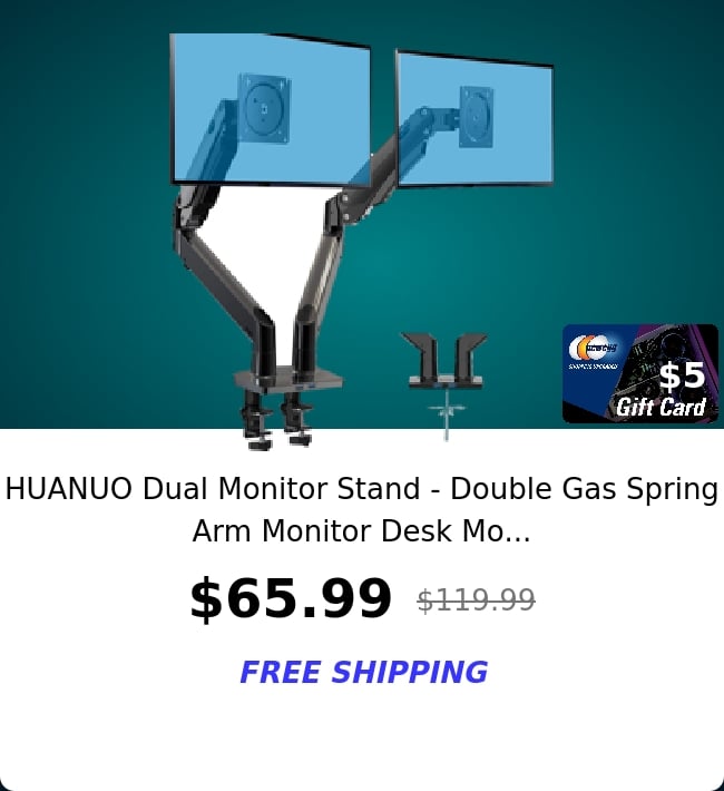 HUANUO Dual Monitor Stand - Double Gas Spring Arm Monitor Desk Mo...