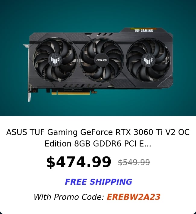 ASUS TUF Gaming GeForce RTX 3060 Ti V2 OC Edition 8GB GDDR6 PCI E...