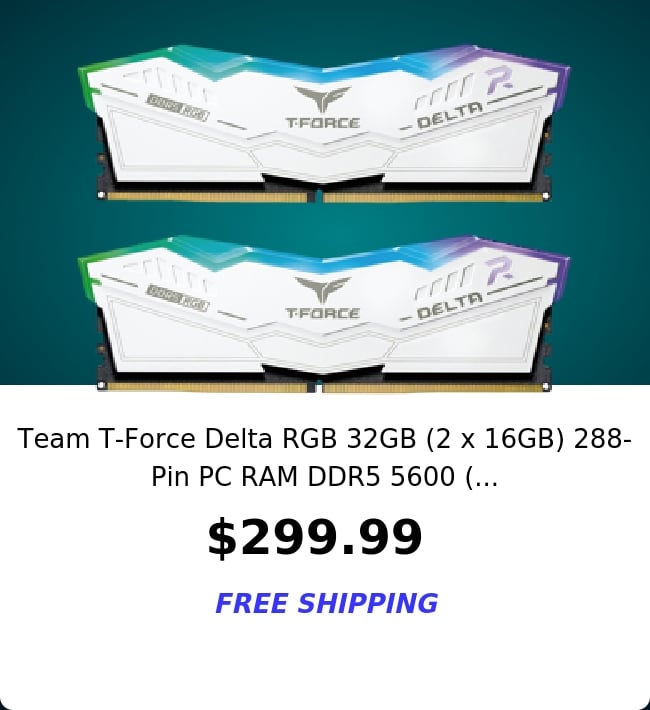 Team T-Force Delta RGB 32GB (2 x 16GB) 288-Pin PC RAM DDR5 5600 (...