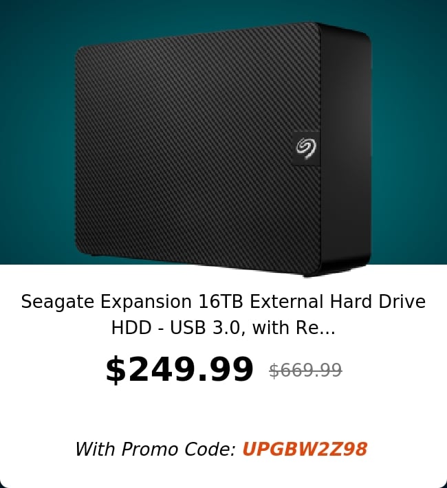 Seagate Expansion 16TB External Hard Drive HDD - USB 3.0, with Re...