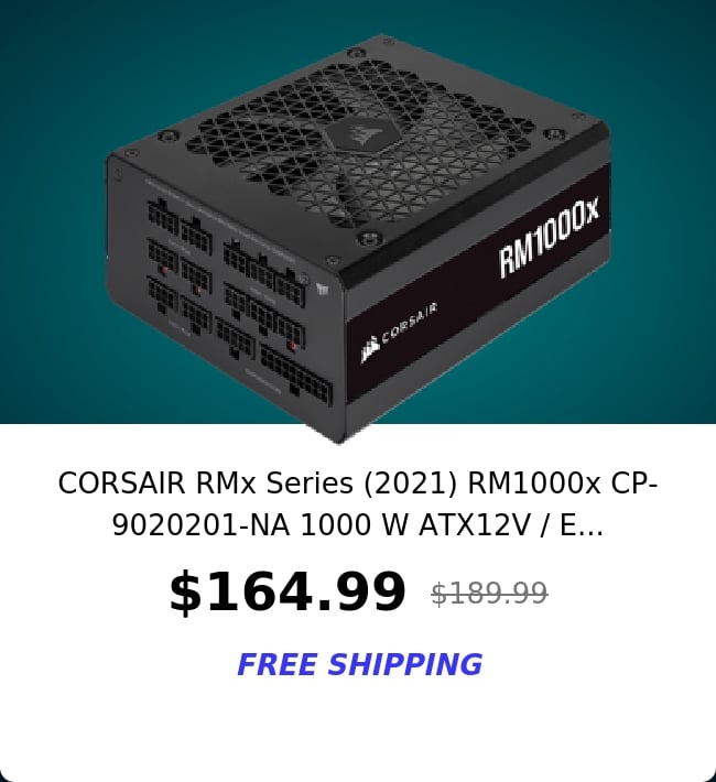 CORSAIR RMx Series (2021) RM1000x CP-9020201-NA 1000 W ATX12V / E...