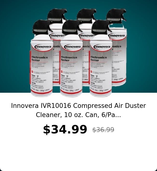 Innovera IVR10016 Compressed Air Duster Cleaner, 10 oz. Can, 6/Pa...