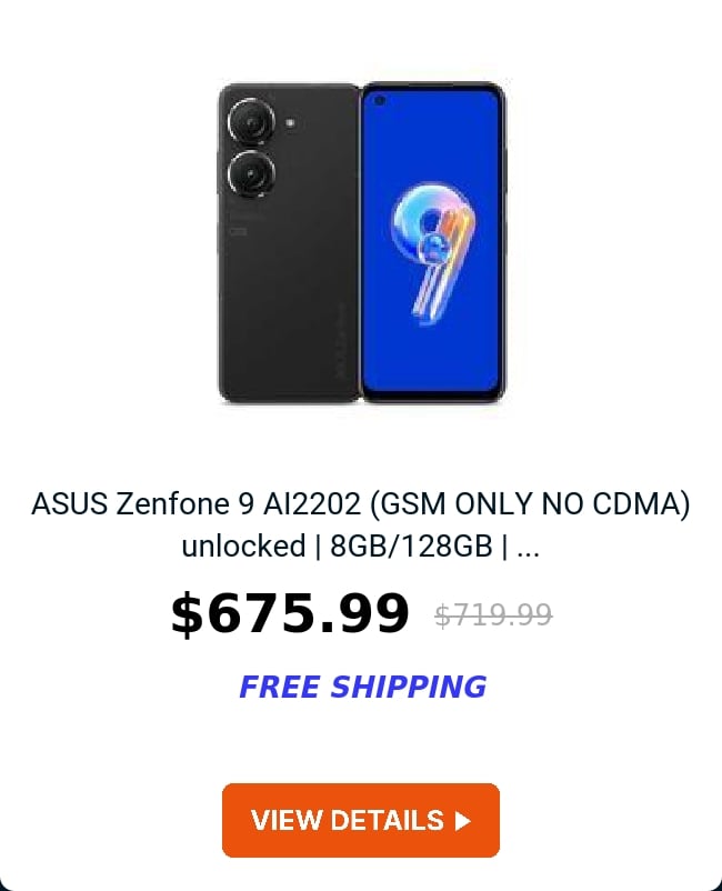 ASUS Zenfone 9 AI2202 (GSM ONLY NO CDMA) unlocked | 8GB/128GB | ...