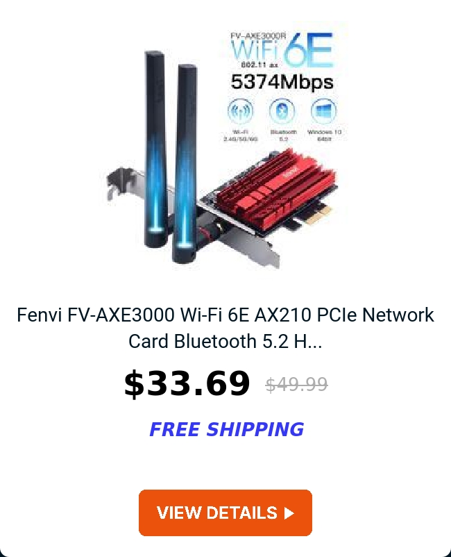 Fenvi FV-AXE3000 Wi-Fi 6E AX210 PCIe Network Card Bluetooth 5.2 H...