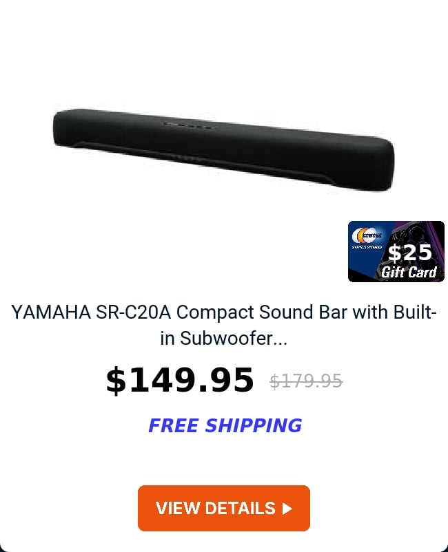 YAMAHA SR-C20A Compact Sound Bar with Built-in Subwoofer...