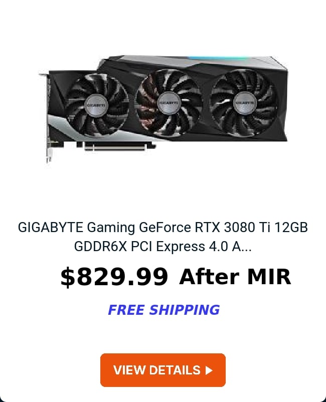 GIGABYTE Gaming GeForce RTX 3080 Ti 12GB GDDR6X PCI Express 4.0 A...