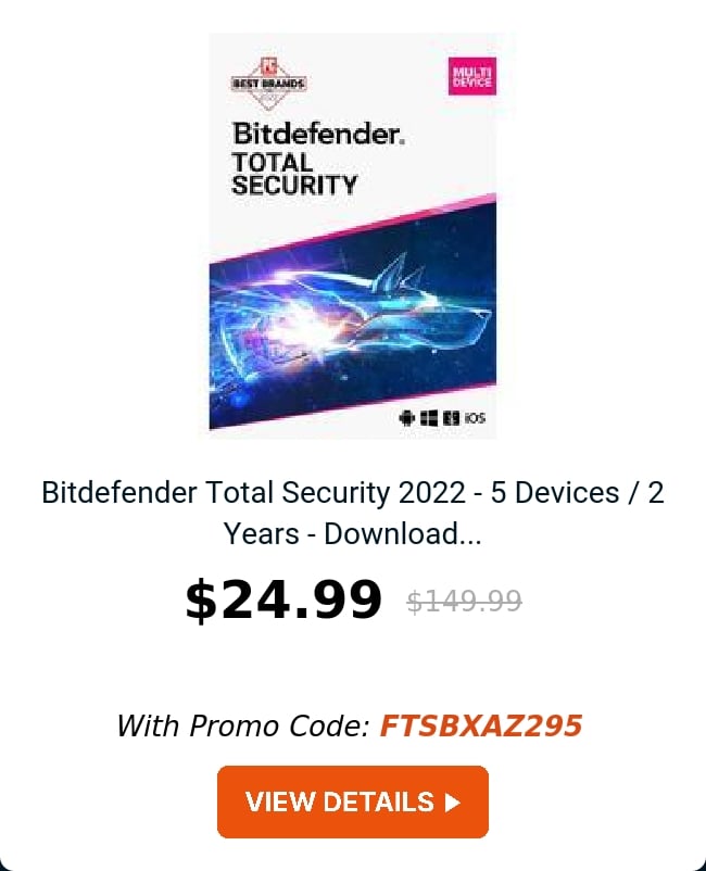 Bitdefender Total Security 2022 - 5 Devices / 2 Years - Download...