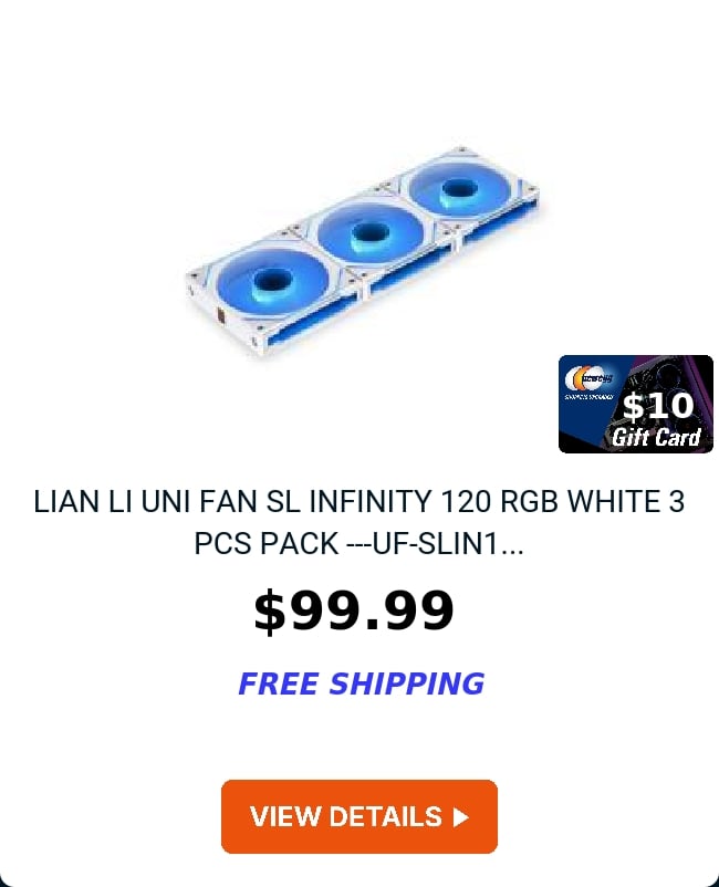 LIAN LI UNI FAN SL INFINITY 120 RGB WHITE 3 PCS PACK ---UF-SLIN1...