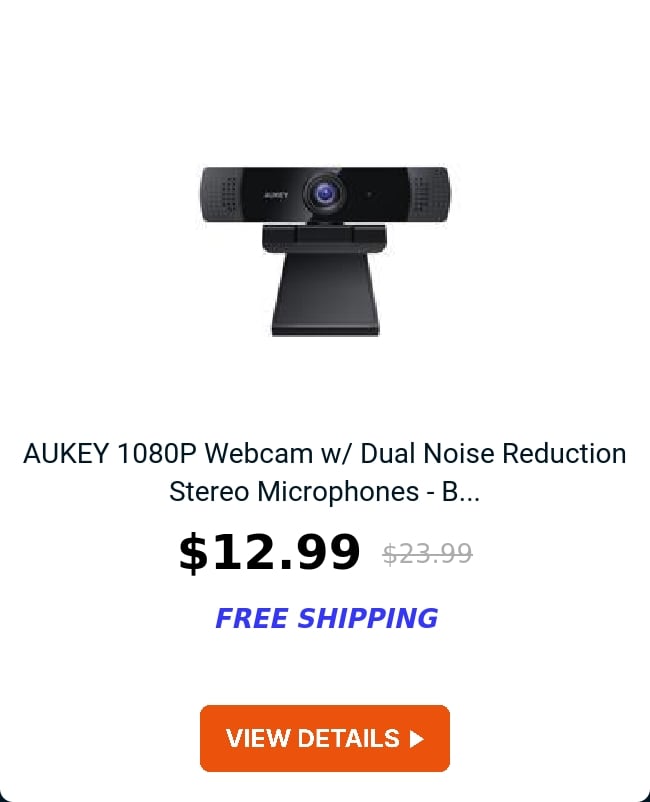 AUKEY 1080P Webcam w/ Dual Noise Reduction Stereo Microphones - B...