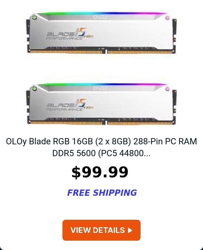 OLOy Blade RGB 16GB (2 x 8GB) 288-Pin PC RAM DDR5 5600 (PC5 44800...