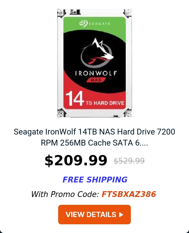 Seagate IronWolf 14TB NAS Hard Drive 7200 RPM 256MB Cache SATA 6....