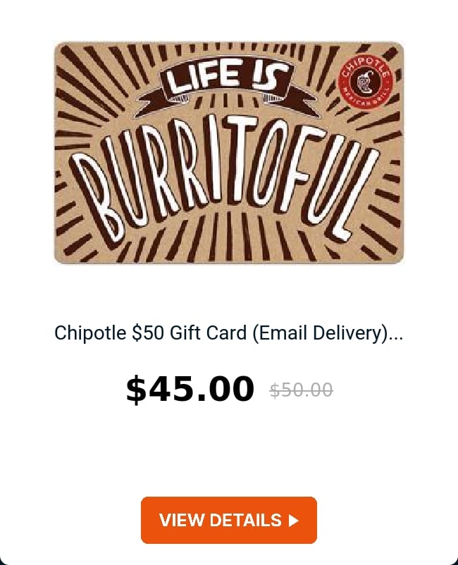 Chipotle $50 Gift Card (Email Delivery)...