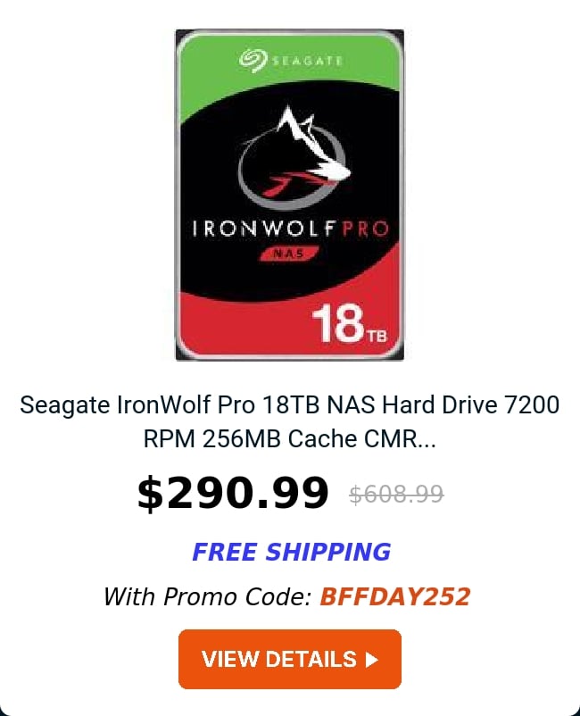 Seagate IronWolf Pro 18TB NAS Hard Drive 7200 RPM 256MB Cache CMR...