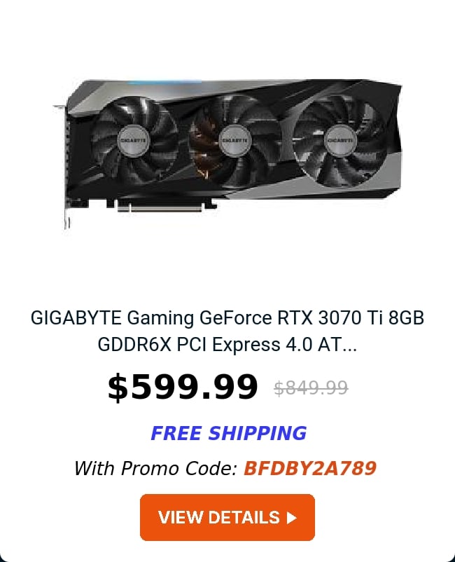 GIGABYTE Gaming GeForce RTX 3070 Ti 8GB GDDR6X PCI Express 4.0 AT...