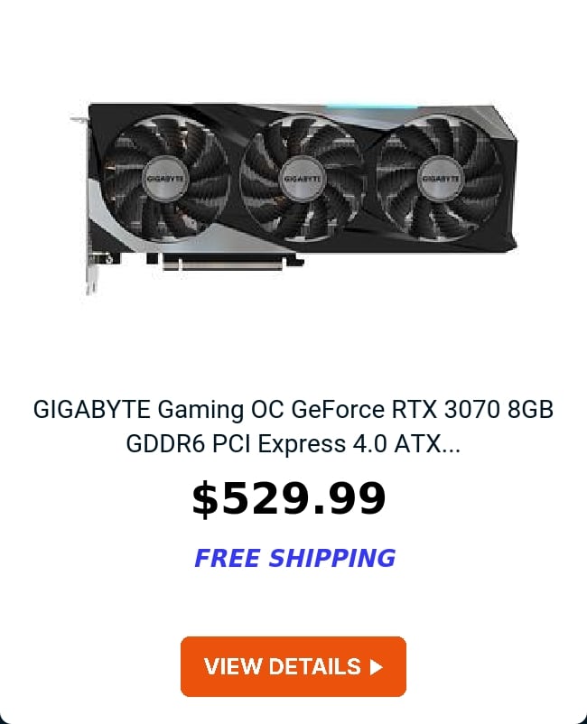 GIGABYTE Gaming OC GeForce RTX 3070 8GB GDDR6 PCI Express 4.0 ATX...