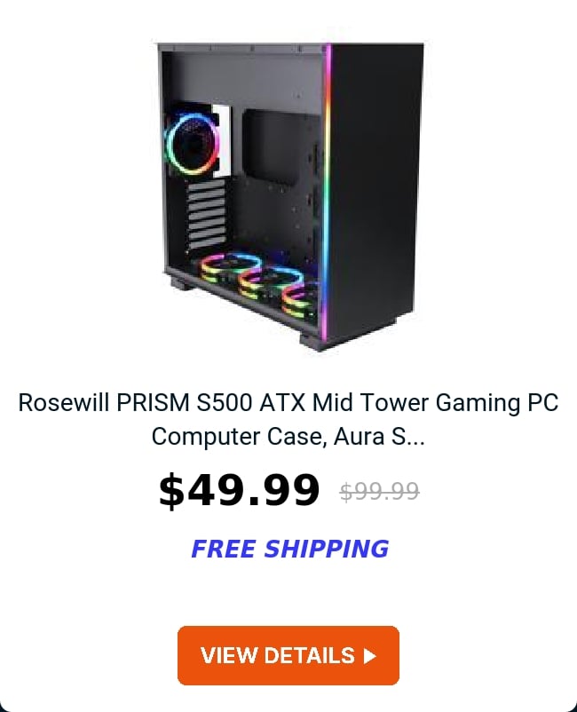 Rosewill PRISM S500 ATX Mid Tower Gaming PC Computer Case, Aura S...