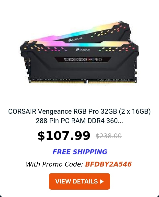 CORSAIR Vengeance RGB Pro 32GB (2 x 16GB) 288-Pin PC RAM DDR4 360...