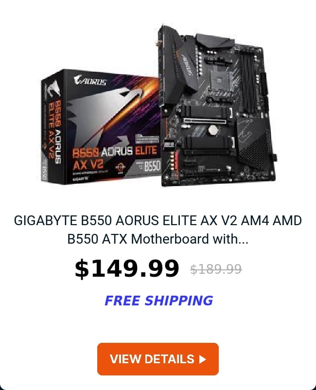 GIGABYTE B550 AORUS ELITE AX V2 AM4 AMD B550 ATX Motherboard with...