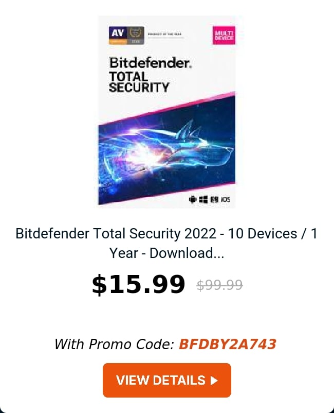 Bitdefender Total Security 2022 - 10 Devices / 1 Year - Download...