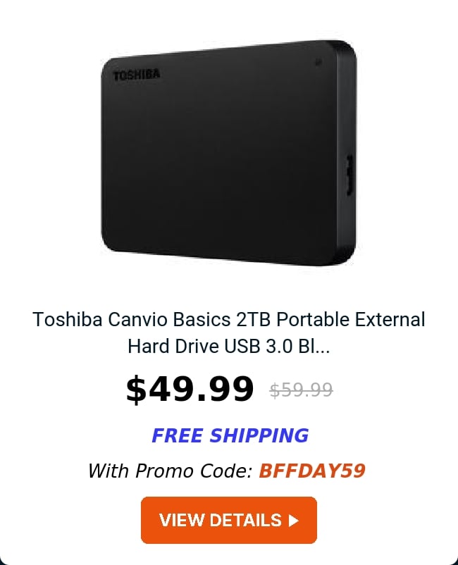 Toshiba Canvio Basics 2TB Portable External Hard Drive USB 3.0 Bl...