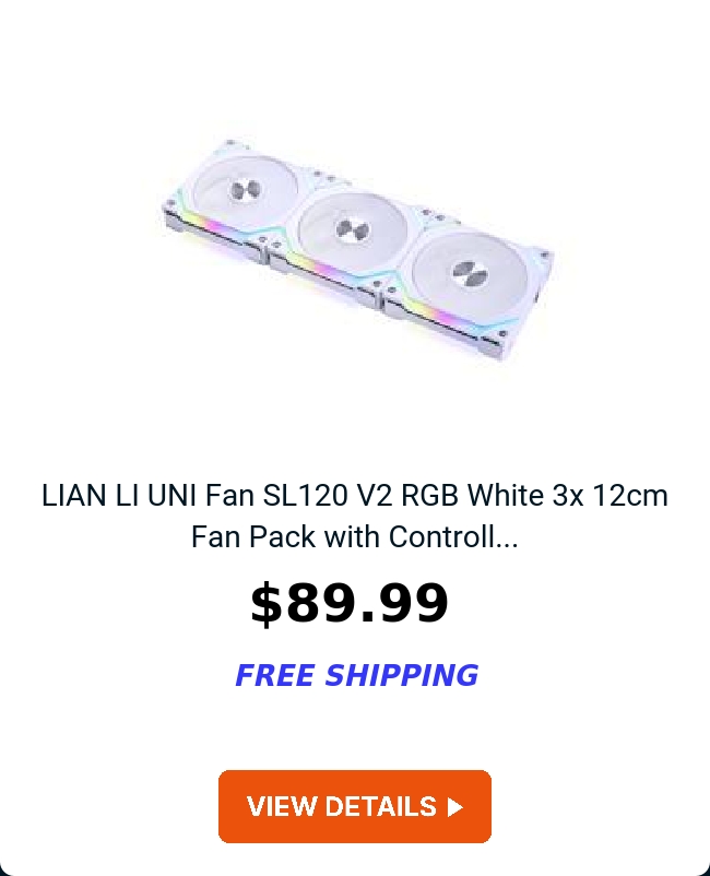 LIAN LI UNI Fan SL120 V2 RGB White 3x 12cm Fan Pack with Controll...