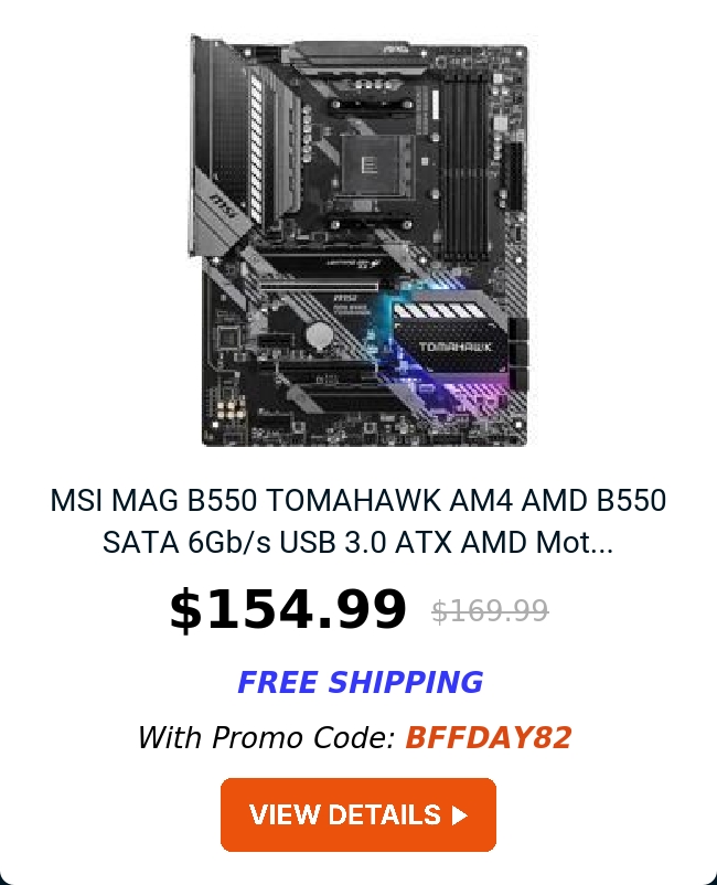 MSI MAG B550 TOMAHAWK AM4 AMD B550 SATA 6Gb/s USB 3.0 ATX AMD Mot...