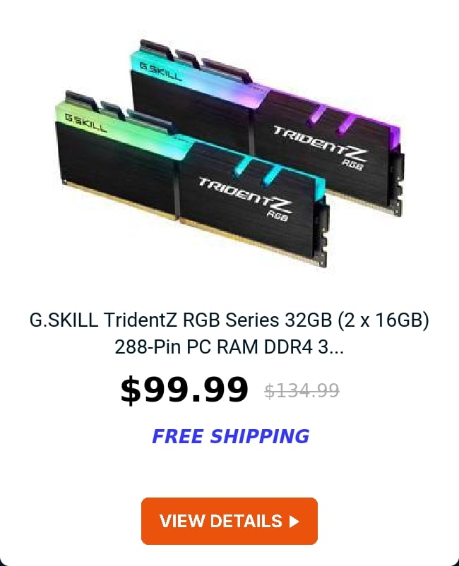 G.SKILL TridentZ RGB Series 32GB (2 x 16GB) 288-Pin PC RAM DDR4 3...