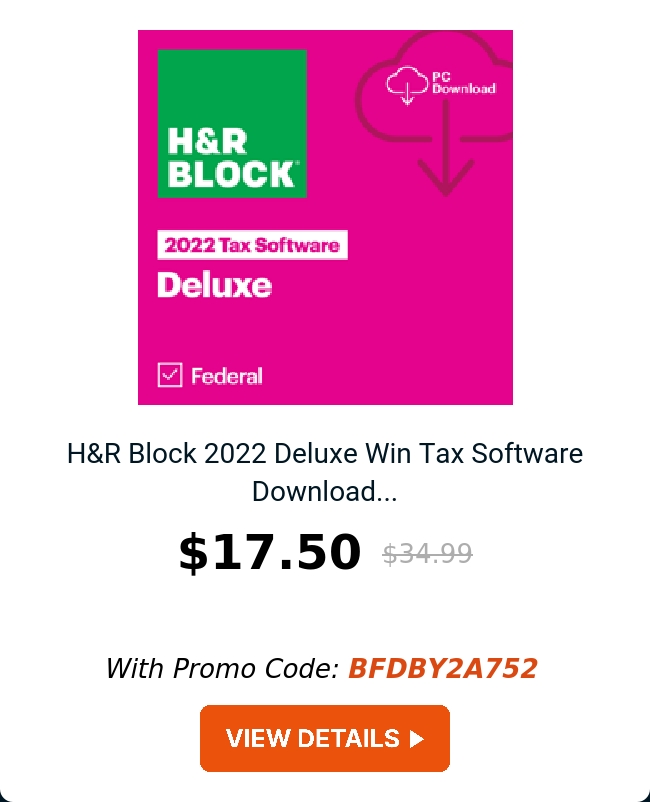 H&R Block 2022 Deluxe Win Tax Software Download...