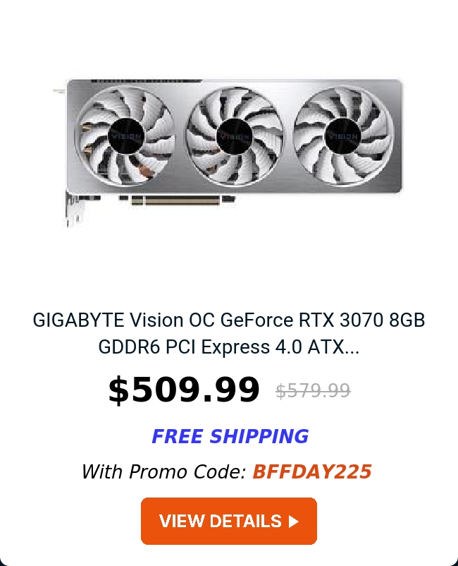 GIGABYTE Vision OC GeForce RTX 3070 8GB GDDR6 PCI Express 4.0 ATX...
