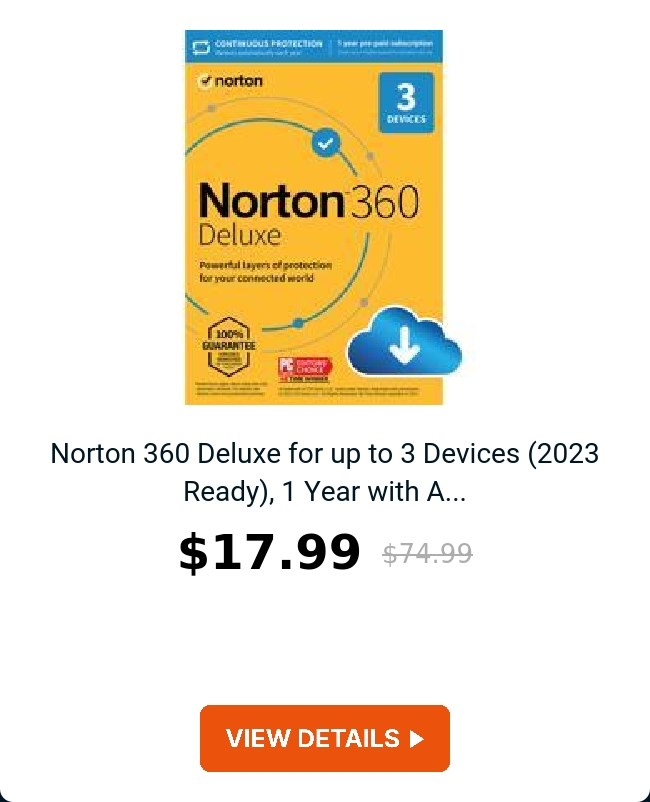 Norton 360 Deluxe for up to 3 Devices (2023 Ready), 1 Year with A...