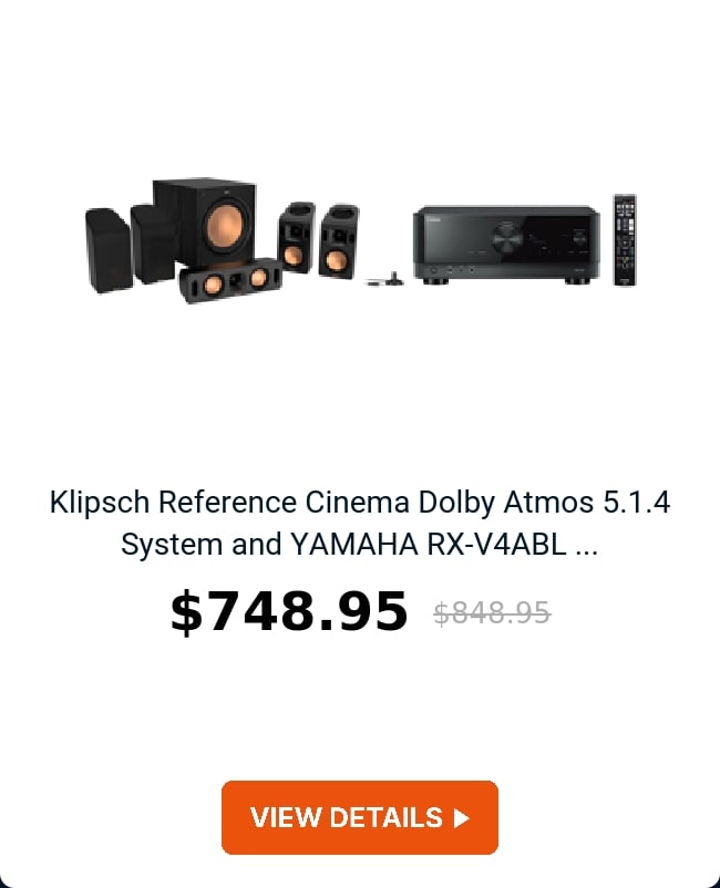 Klipsch Reference Cinema Dolby Atmos 5.1.4 System and YAMAHA RX-V4ABL ...