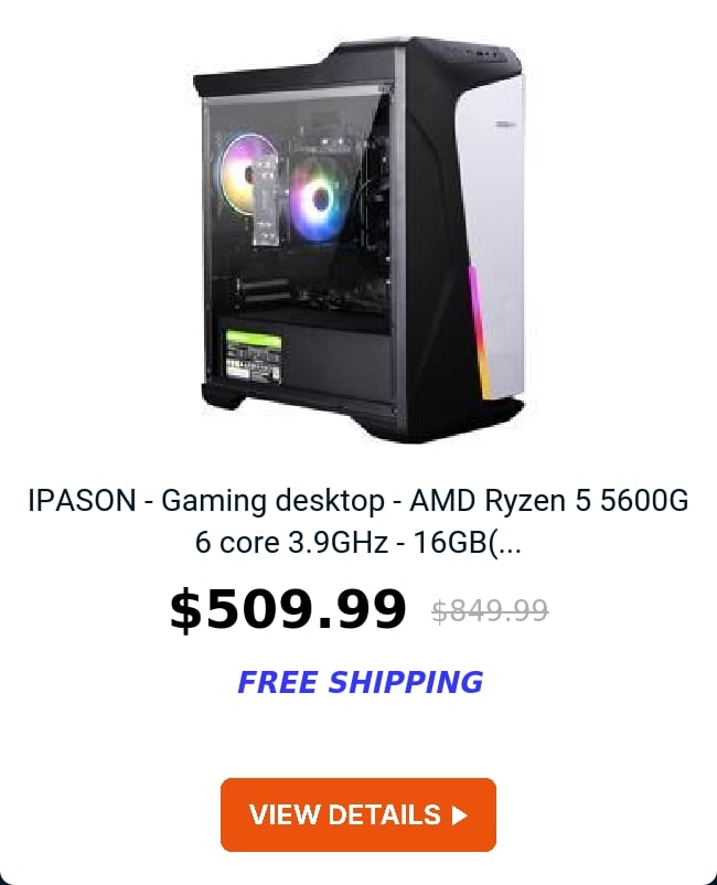 IPASON - Gaming desktop - AMD Ryzen 5 5600G 6 core 3.9GHz - 16GB(...