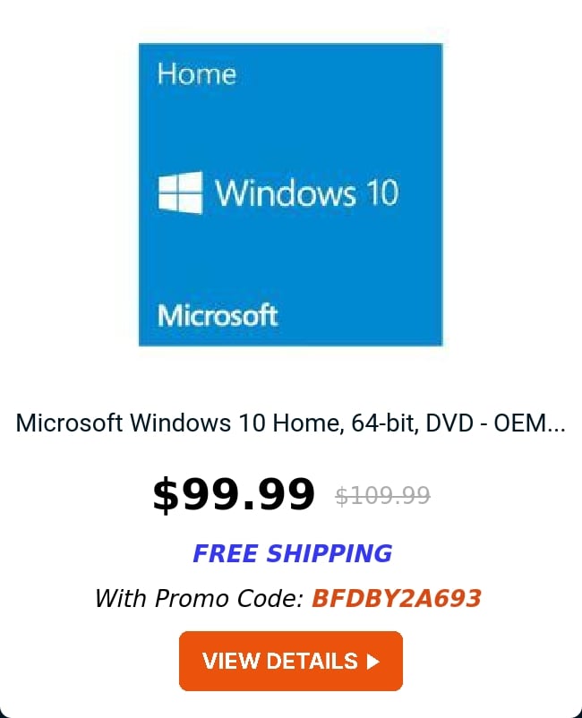 Microsoft Windows 10 Home, 64-bit, DVD - OEM...