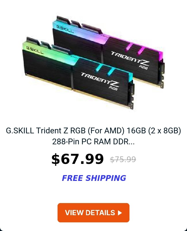 G.SKILL Trident Z RGB (For AMD) 16GB (2 x 8GB) 288-Pin PC RAM DDR...